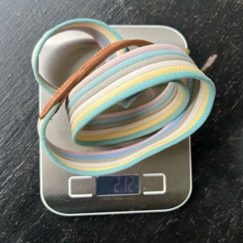 Canterbury Pastel Stripe Canvas Belt Leather & Brass Buckle Size 38